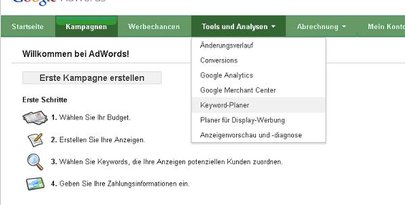 Aufruf Google-Adwords Keyword Tool